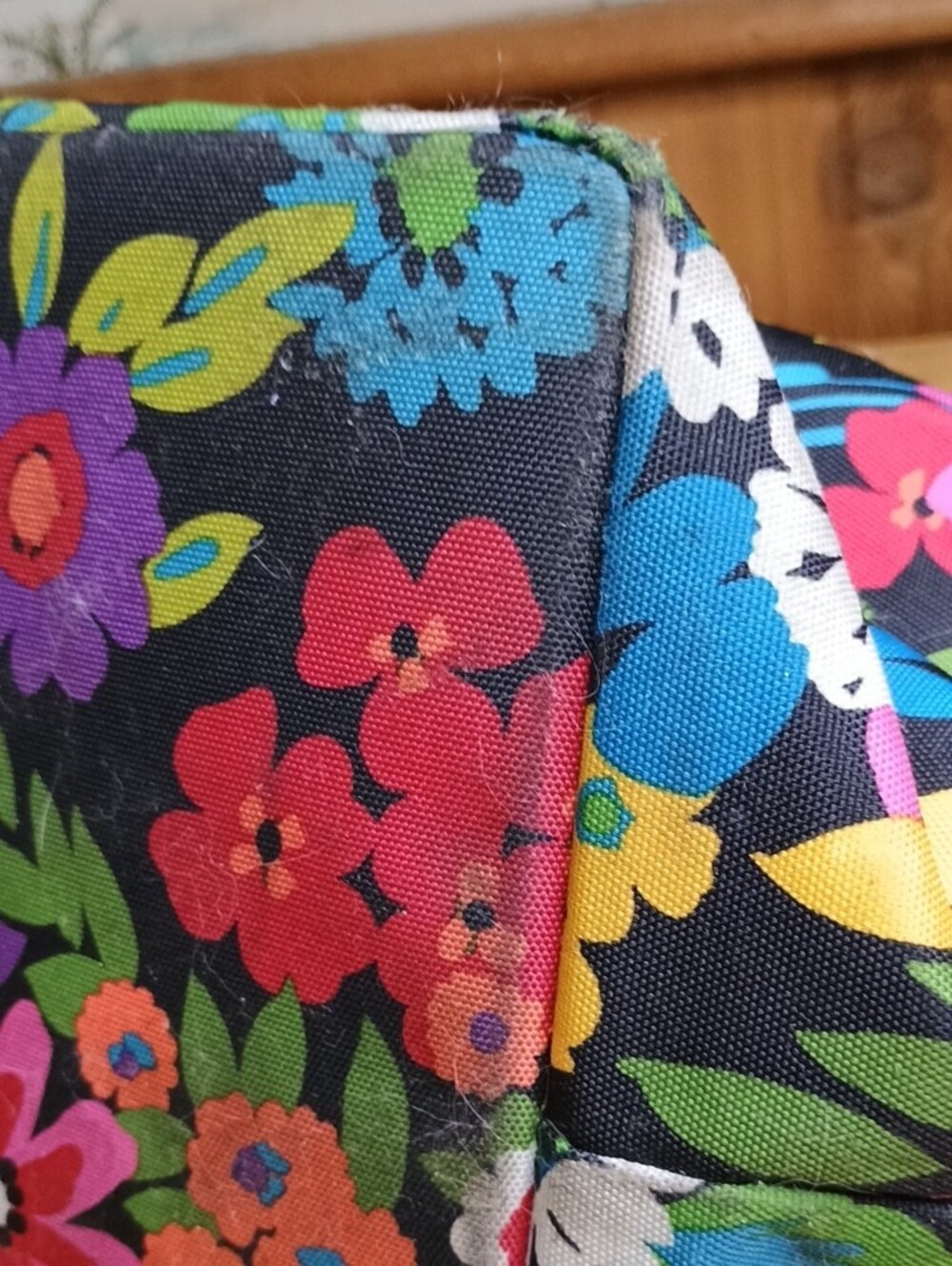 Vera Bradley Canvas Black Floral Travel Duffel with Bright Multicolor Flowers - Picture 11 of 11